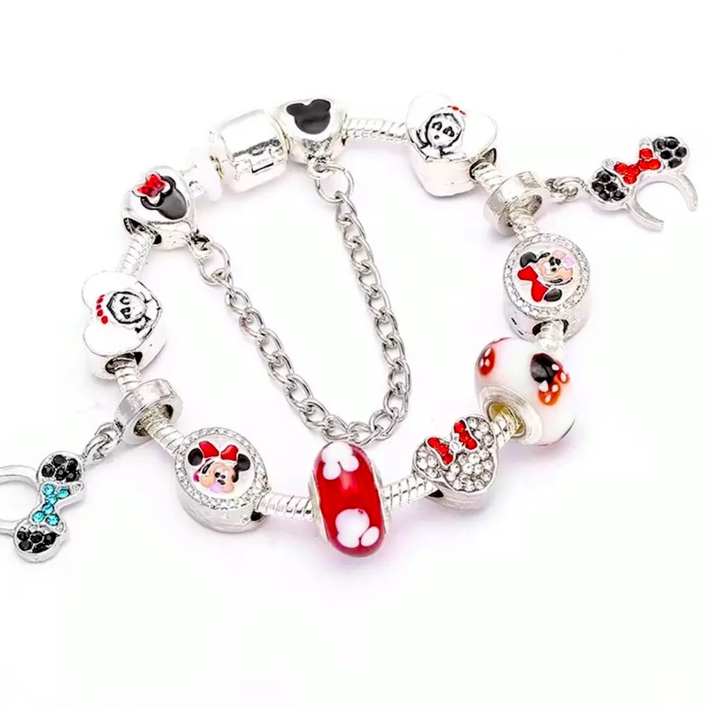New Disney 925 Silver Mickey Mouse Charm Bracelet